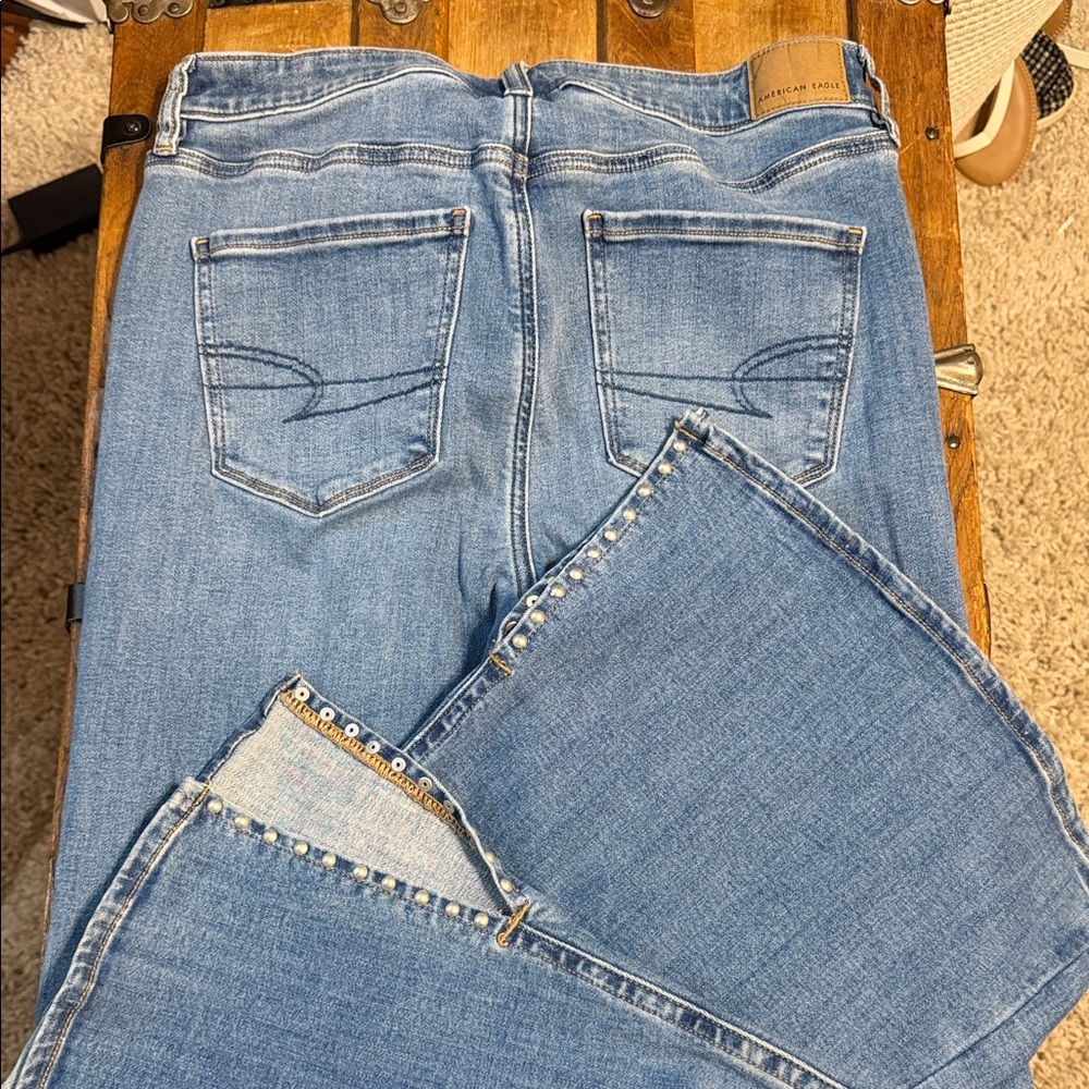 American Eagle Outfitters Flared Split Leg Jeans with Grommets